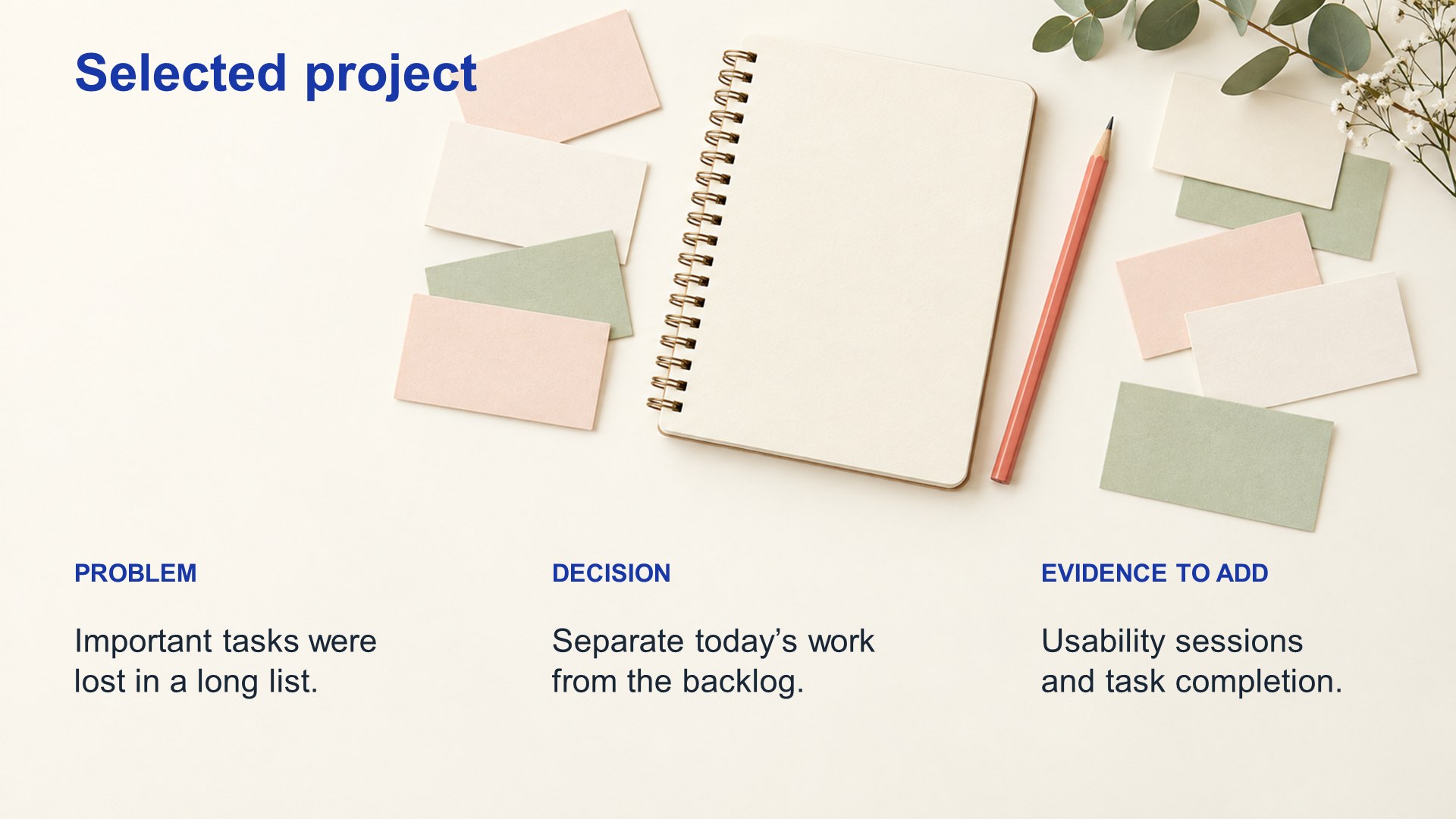 Selected project