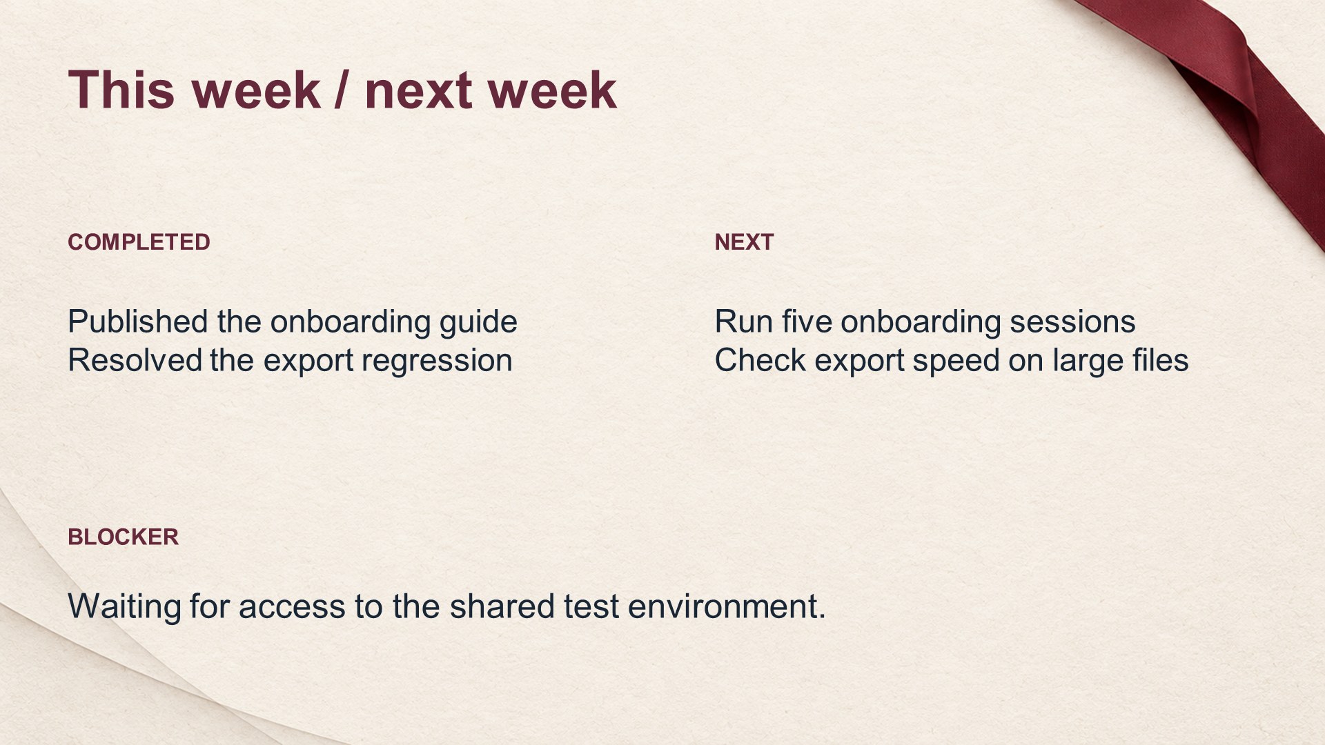 Weekly review
